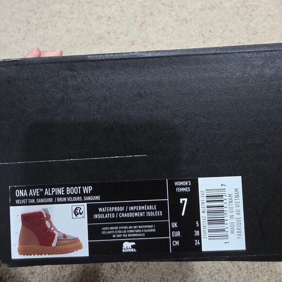 NIB Sorel Ona Ave Alpine Boot in Velvet Tan/Sanguine- Waterproof - Picture 7 of 13
